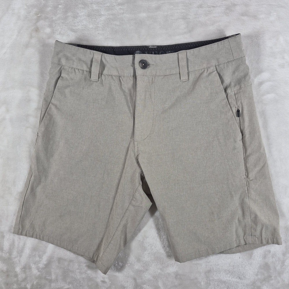 Vuori Aim Chino Shorts Men's 28 Beige Gray 8" Inseam Flat Front Comfort V368
